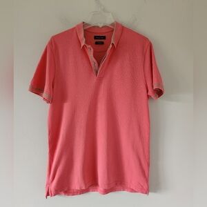 MASSIMO DUTTI | Casual Fit Polo Shirt Salmon Pink Mens Sz M
